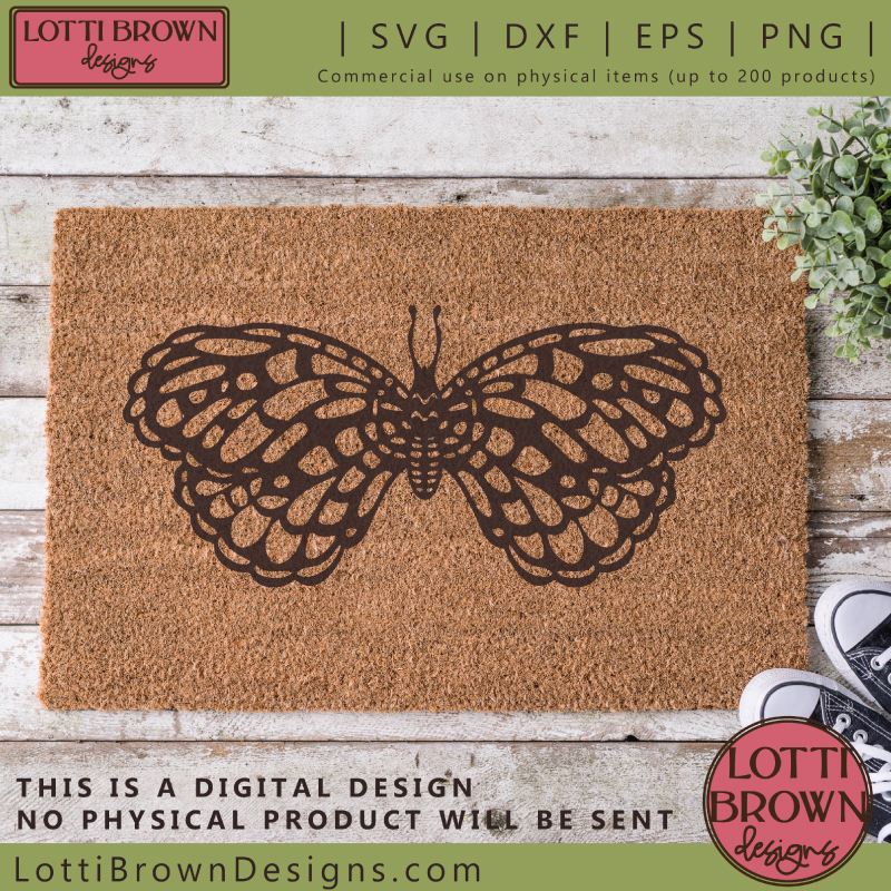Butterfly doormat craft idea using a stencil