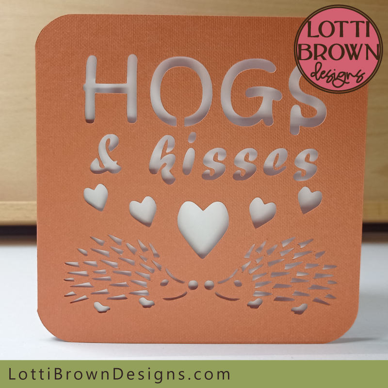 Papercut card template - Hogs and Kisses
