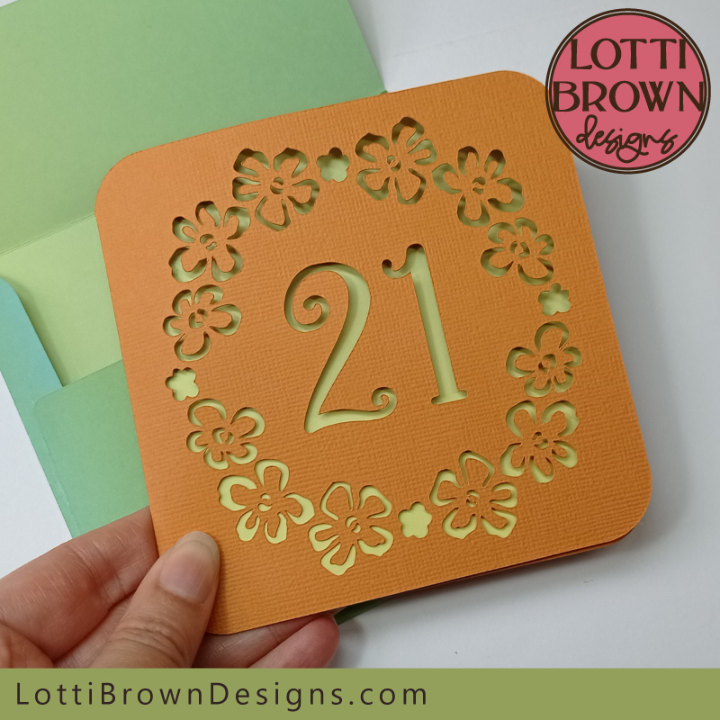 Fun floral 21st birthday card