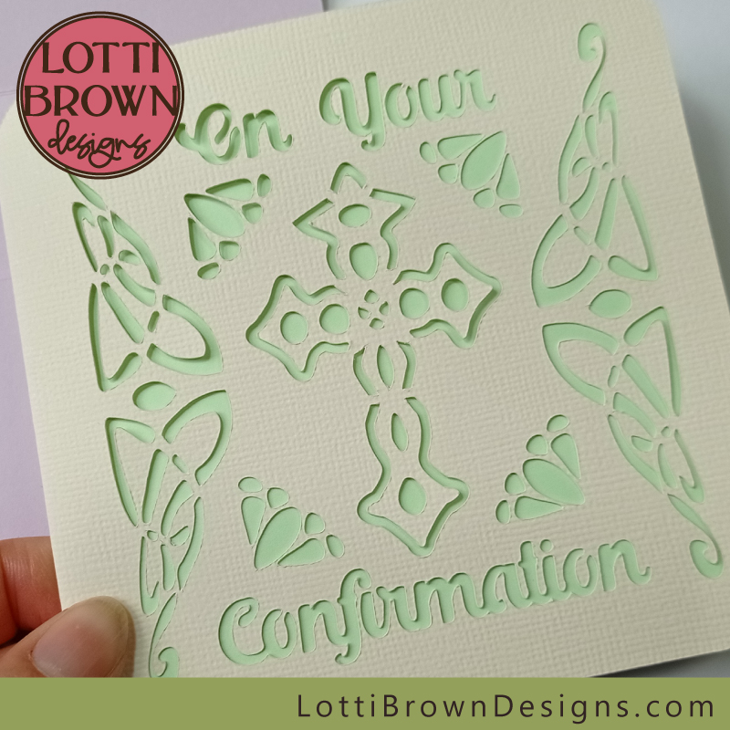 Pretty cream and green confirmation card to make