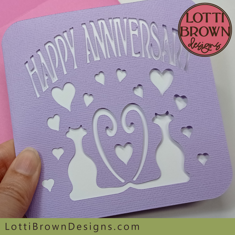 Cats anniversary card SVG template