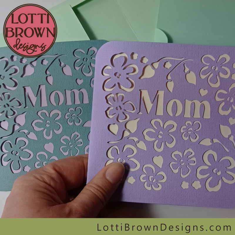Mom card SVG template for papercut cards
