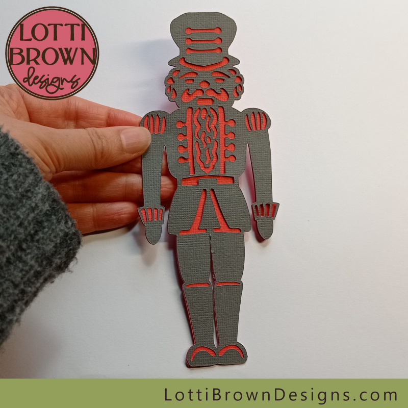Papercut nutcracker - grey and red cardstock