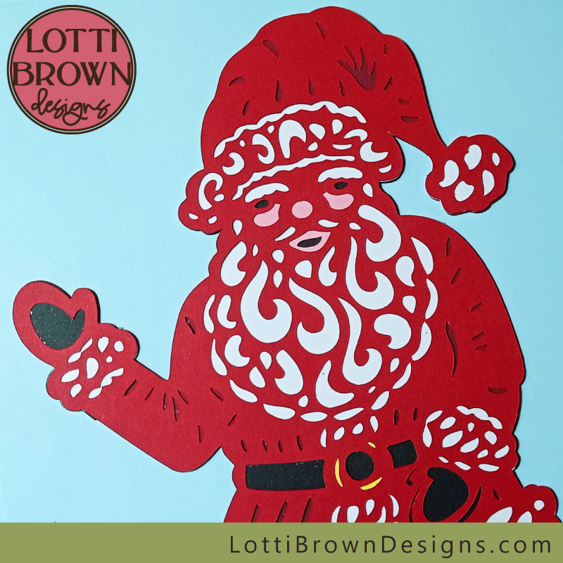 Santa Claus SVG cut in cardstock - close up view