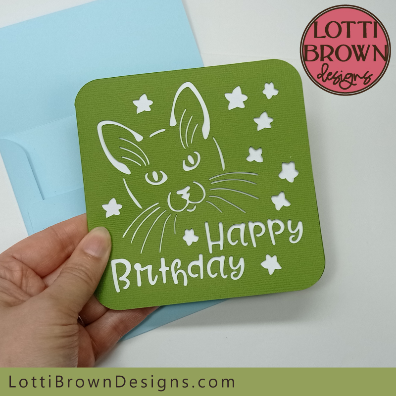 Cute cat face birthday card template for Cricut