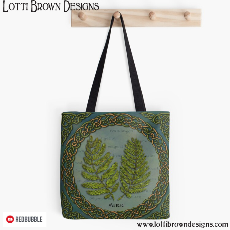 celtic fern tote bag