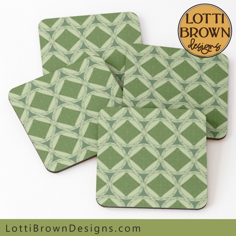 Celtic knotwork coasters in green