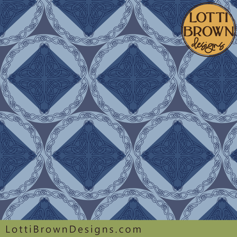 Celtic knotwork wallpaper and fabric pattern in blue