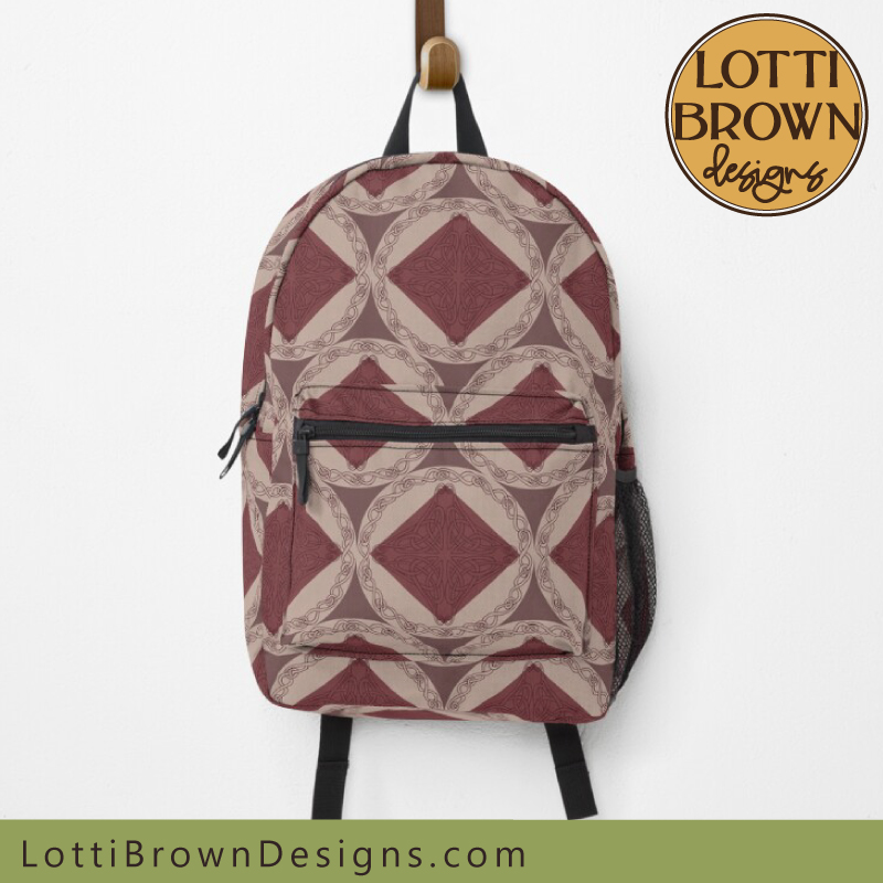 Celtic knotwork back pack in red