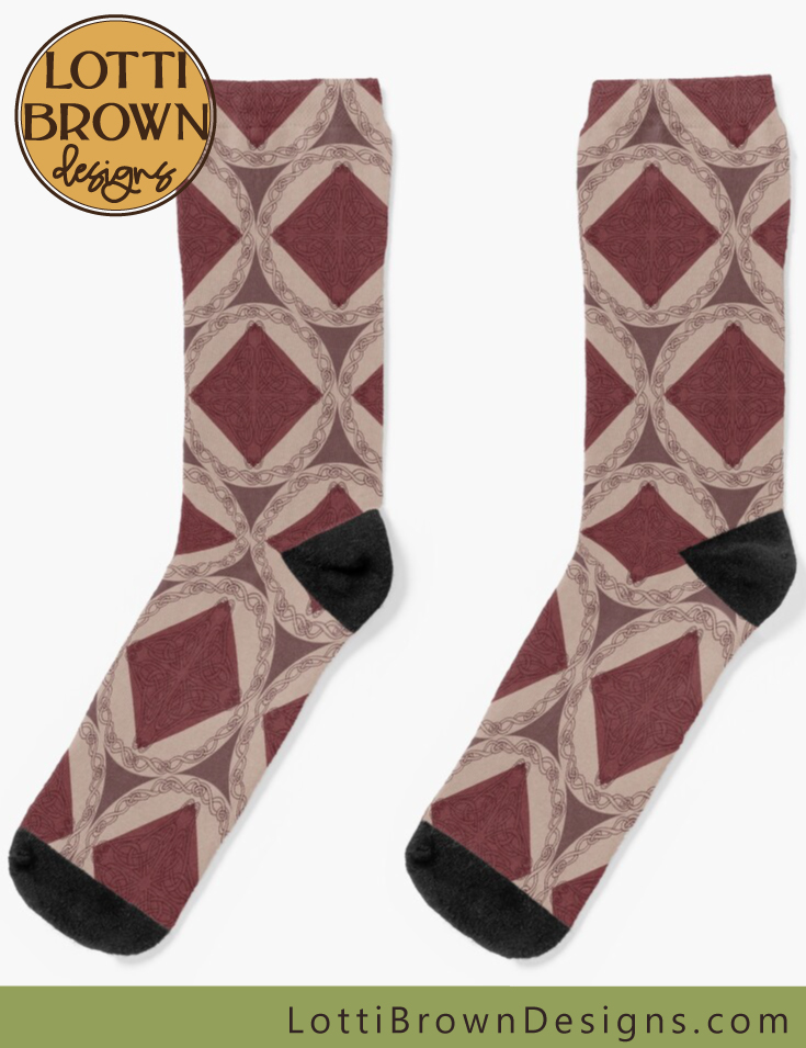 Celtic knotwork socks in red