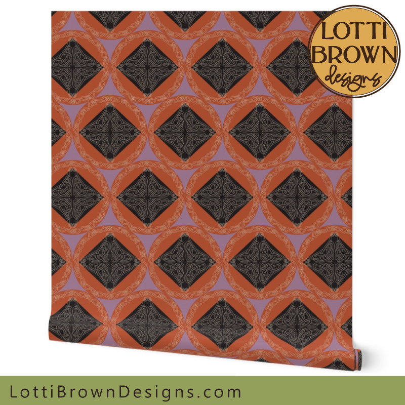 Celtic wallpaper in pink and orange