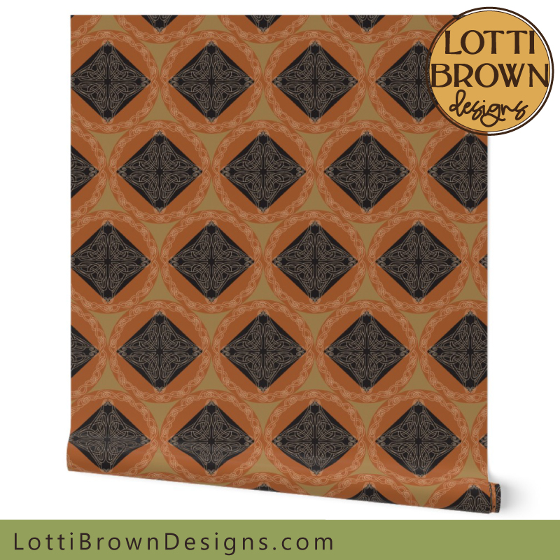 Celtic wallpaper in warm neutrals