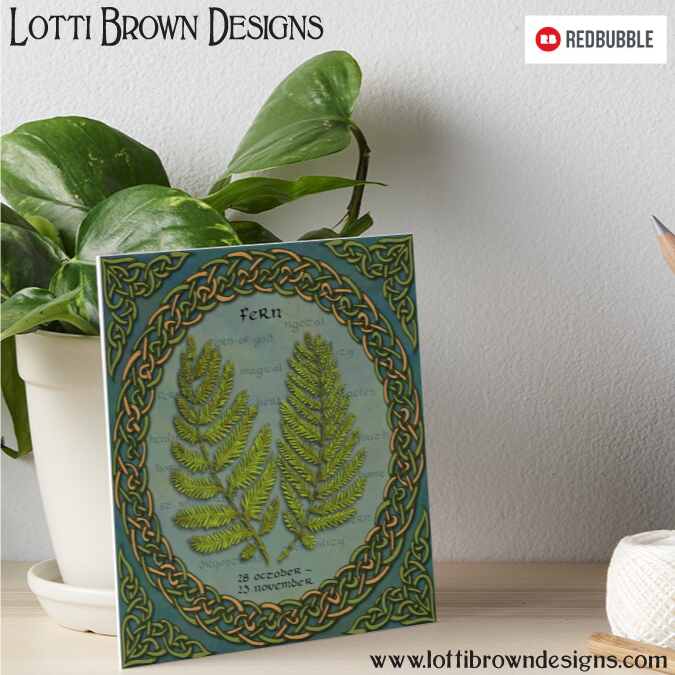 Celtic tree calendar reed/ferns mini art print