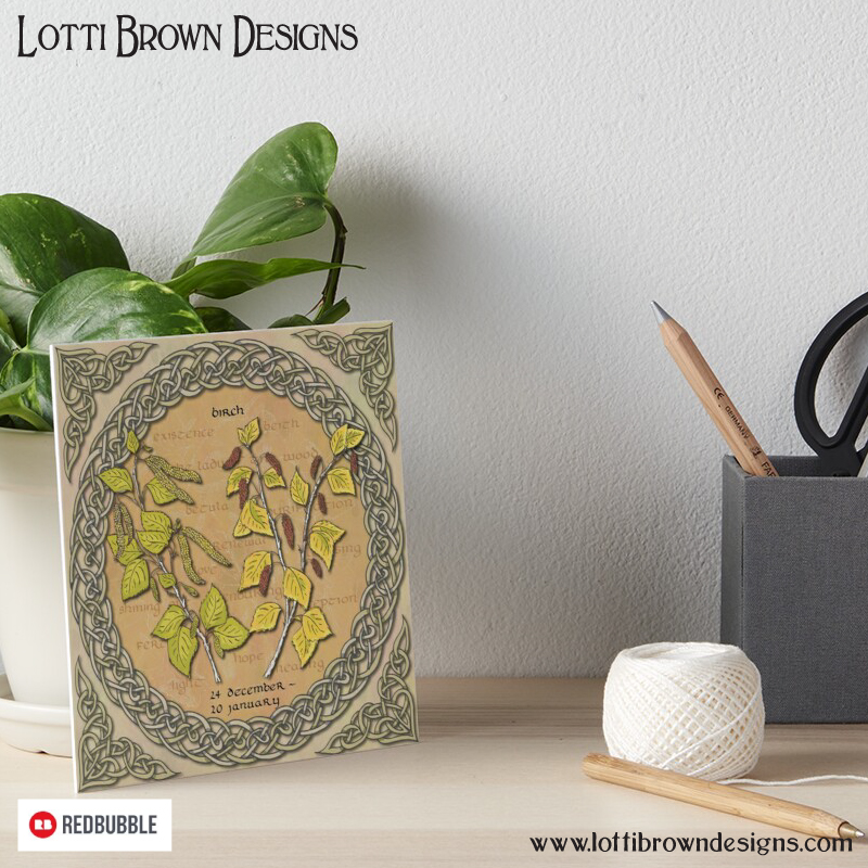 Celtic tree calendar birch mini art print