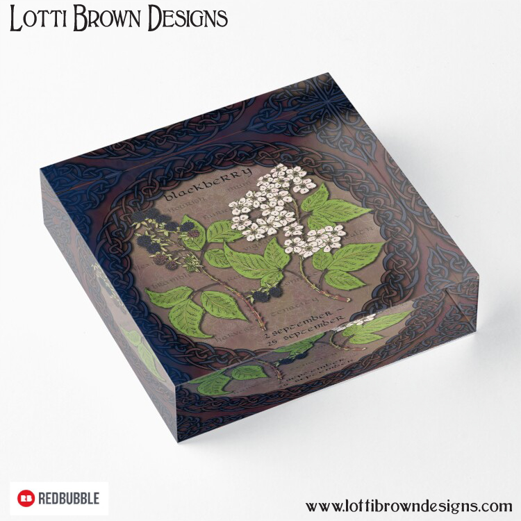 Celtic Tree Calendar Blackberry acrylic art block