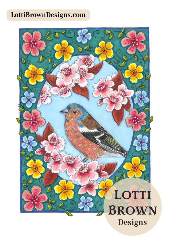 Chaffinch art by Lotti Brown