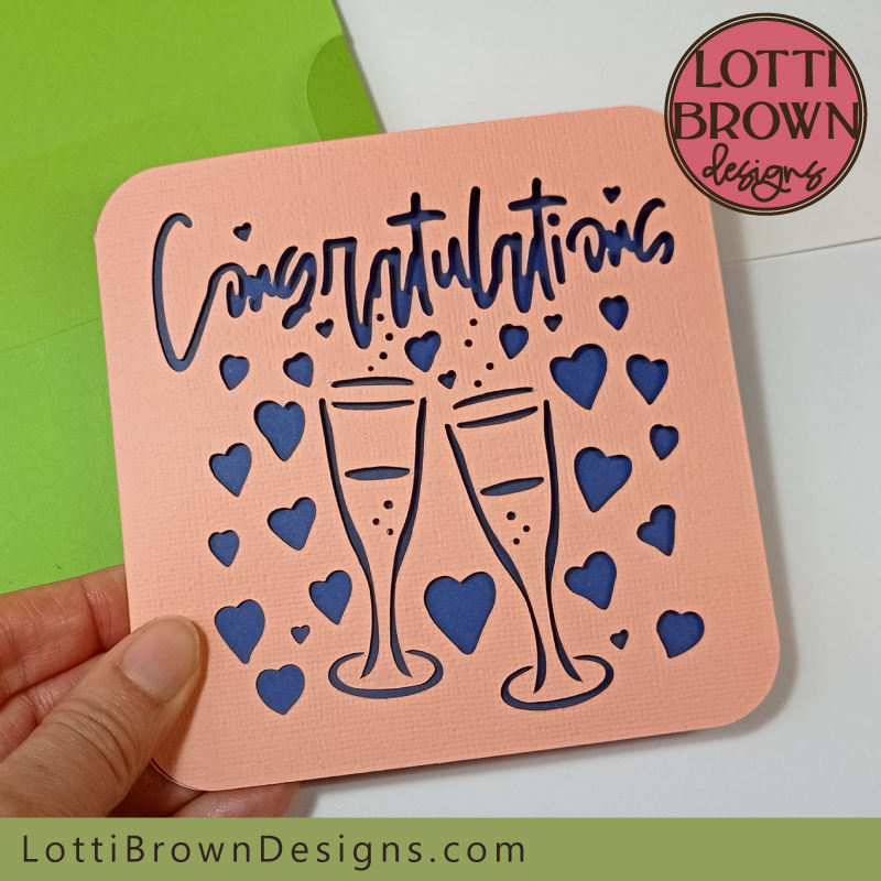 Lovely champagne glasses design engagement card template