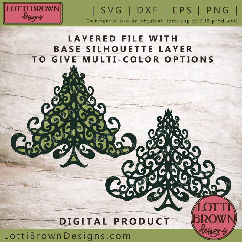 Layer options for the Christmas tree SVG file