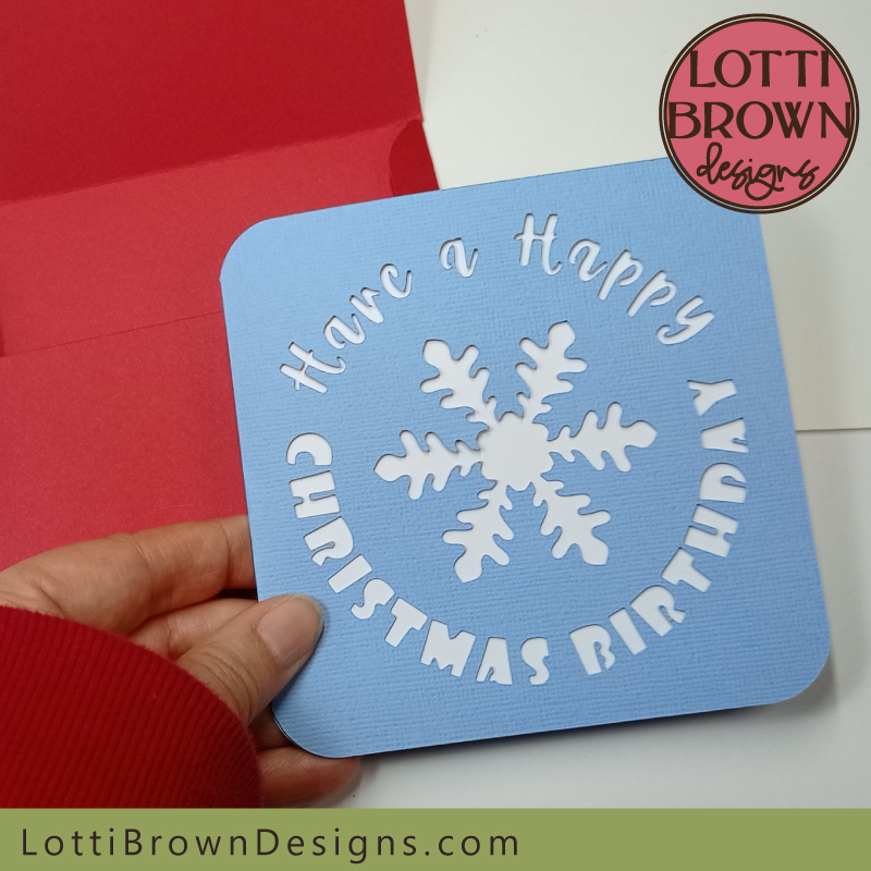 Xmas birthday card SVG file for Cricut and similar cutting machines