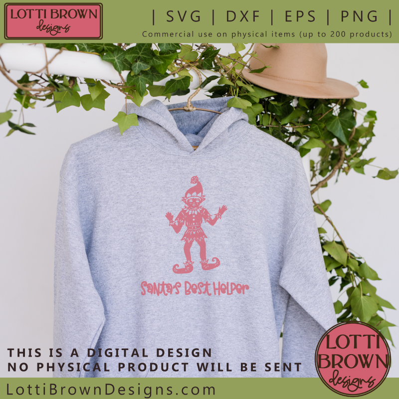 Christmas elf SVG sweatshirt crafting idea
