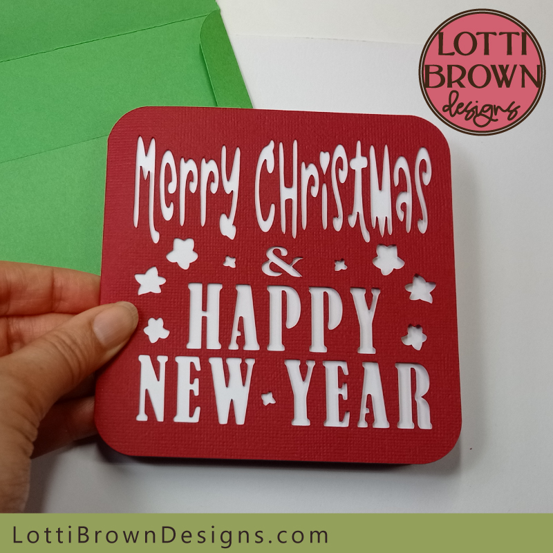 Merry Christmas and Happy New Year card template for Cricut