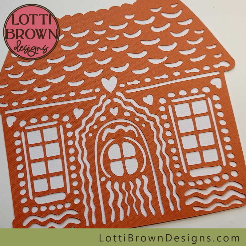 Close-up look at the gingerbread house SVG