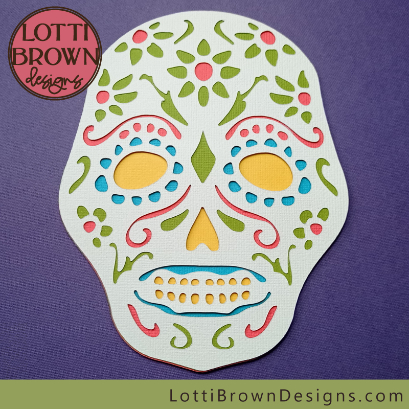 Colorful sugar skull cut file