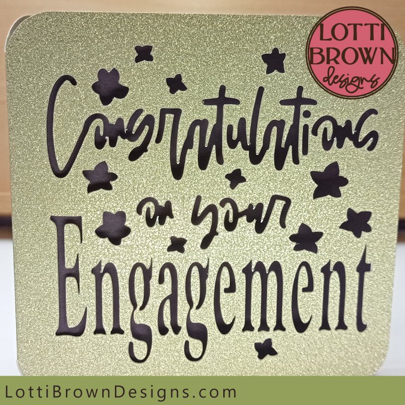 Glittery engagement card SVG cut file template