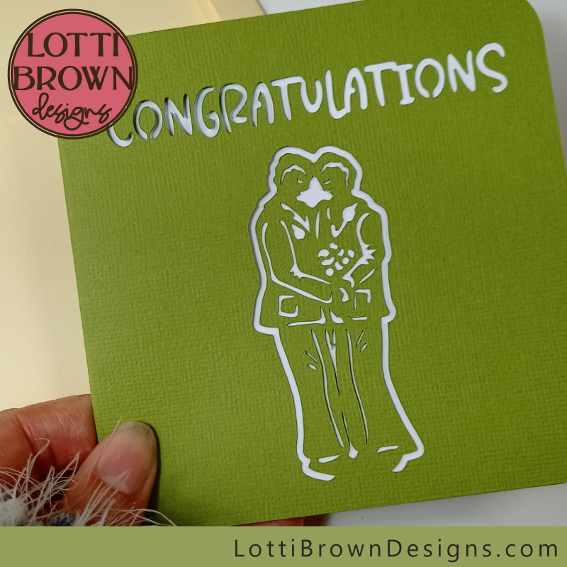 Simple cut-out style wedding card - two grooms
