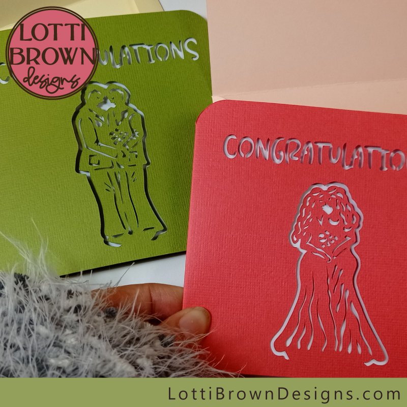 Simple cut-out style gay wedding card templates 'Congratulations'