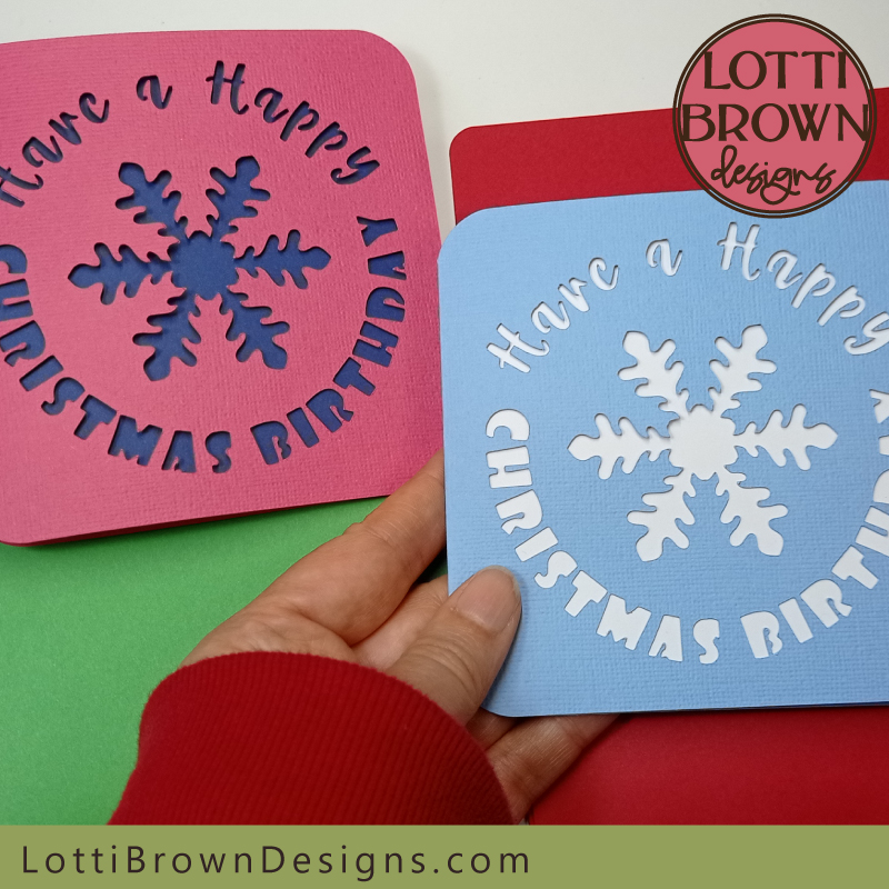 Christmas birthday card template for cutting machines like Cricut