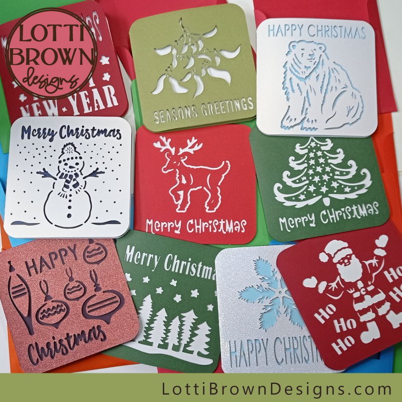 10 card bundle of Christmas card templates