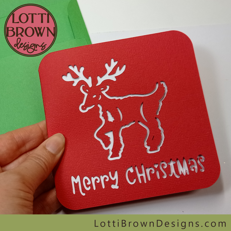 Cute reindeer Christmas card template for Cricut