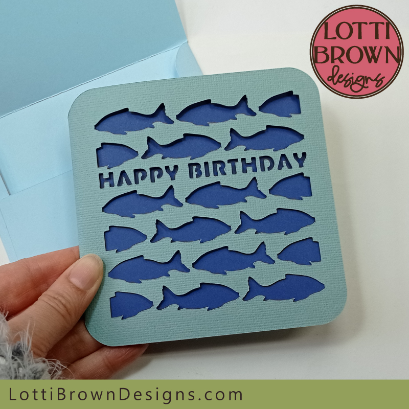 Fish pattern birthday card SVG file