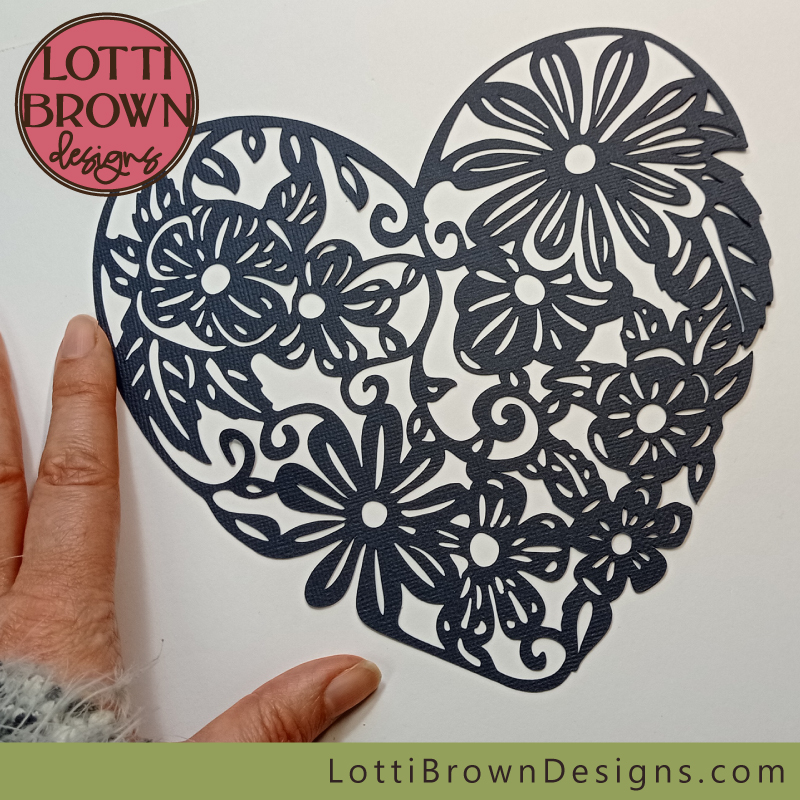 Single layer intricate floral heart template