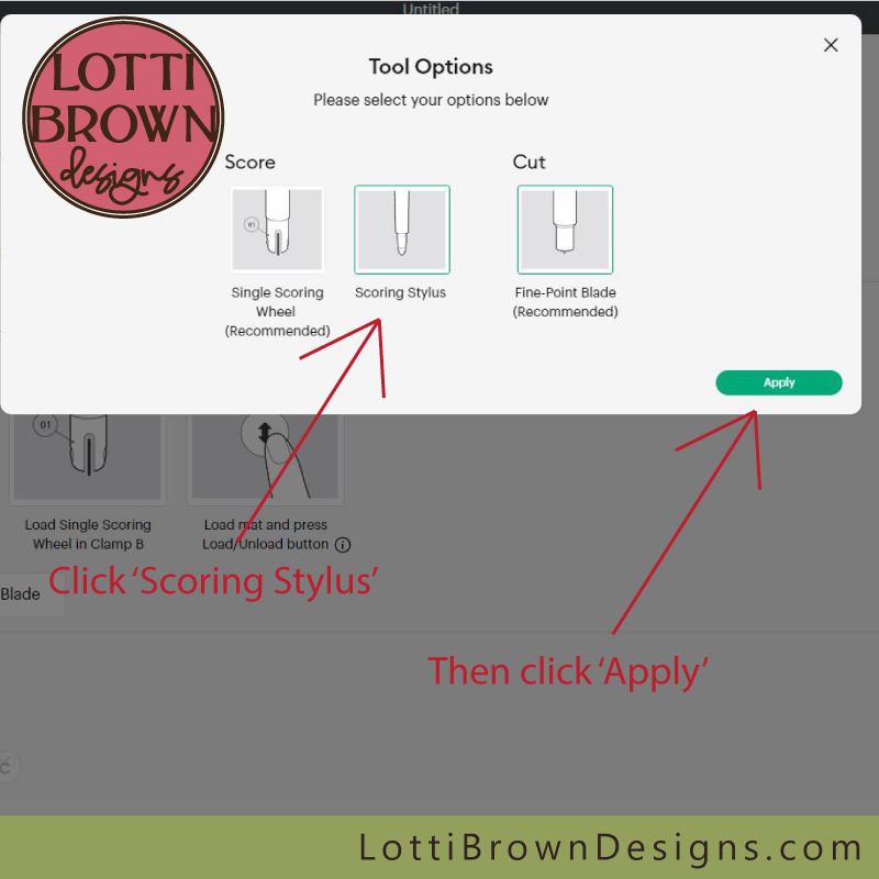 Select Scoring Stylus then Apply