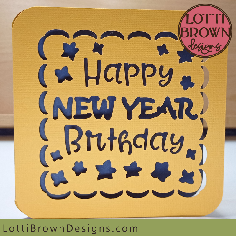 New year birthday card SVG file template
