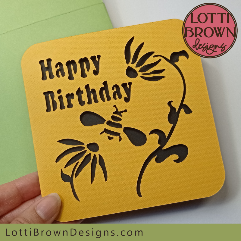 Flowers and bee card SVG file