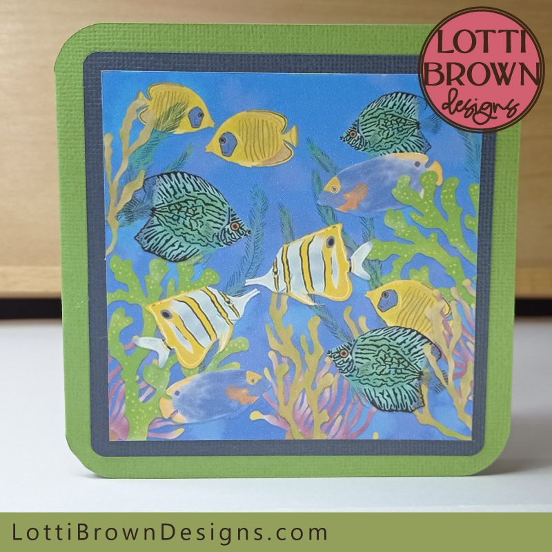 Print then cut tropical fish card design for Cricut