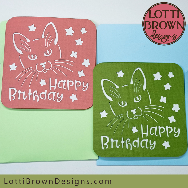 Cat birthday card SVG template