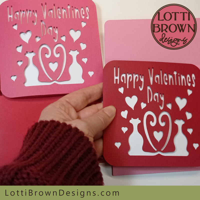 Cats valentine card making ideas for Cricut