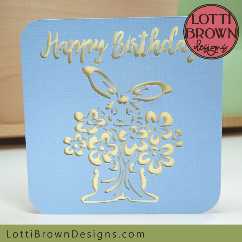 Rabbit birthday card SVG