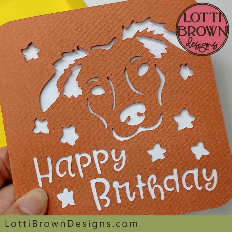 Cute dog birthday card SVG
