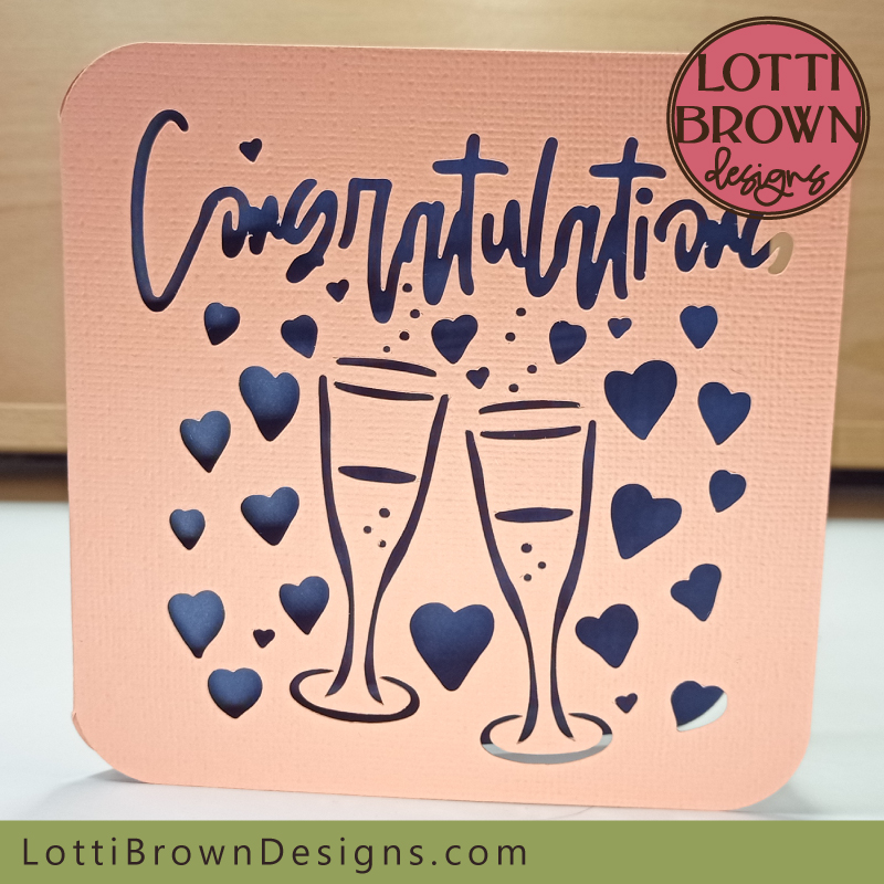 Sweet Congratulations engagement card SVG file template with bubbly design