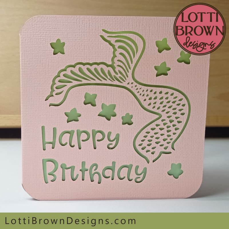 Cute mermaid card template for Cricut