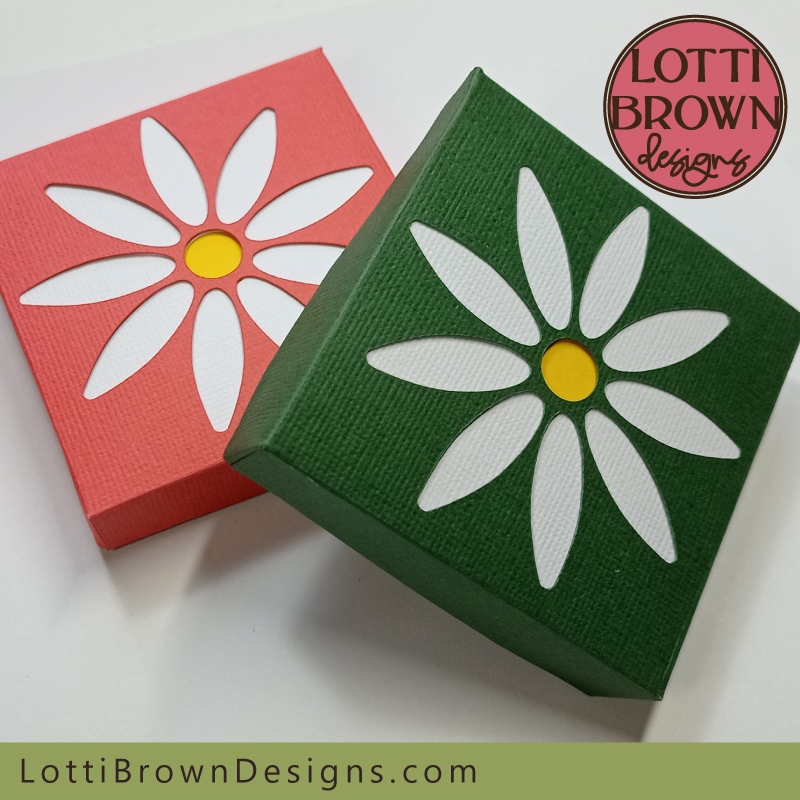 Beautiful mini box template with a colourful daisy design - ideal for making with Cricut or other similar cutting machines...