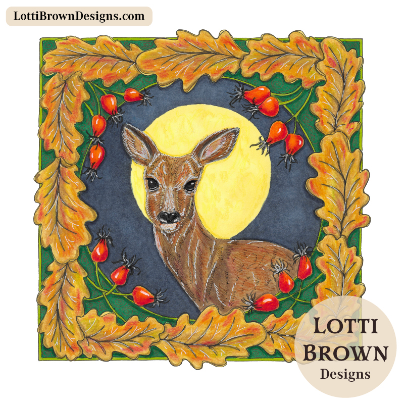Hand-drawn deer artwork by Lotti Brown
