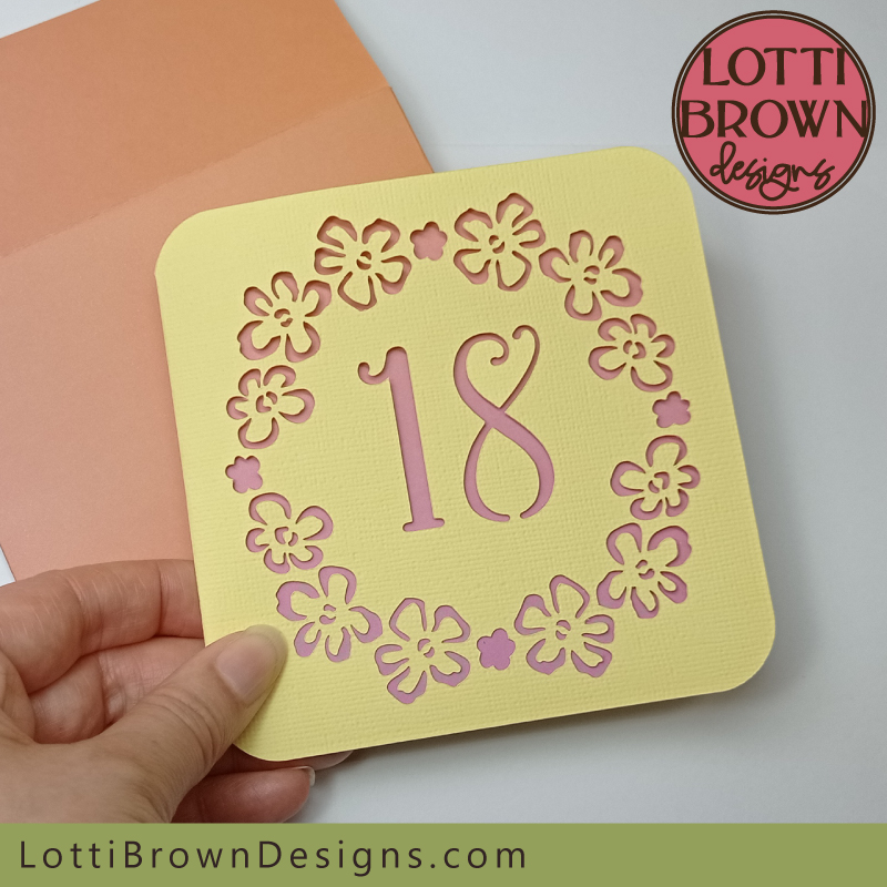 Tropical floral 18th birthday card template for Cricut