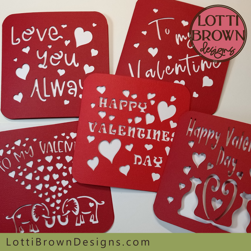 Valentines card cut files - red and white