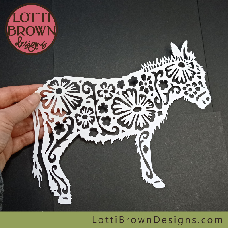 Floral donkey cut file SVG template